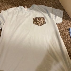 Light blue Leopard print pocket shirt